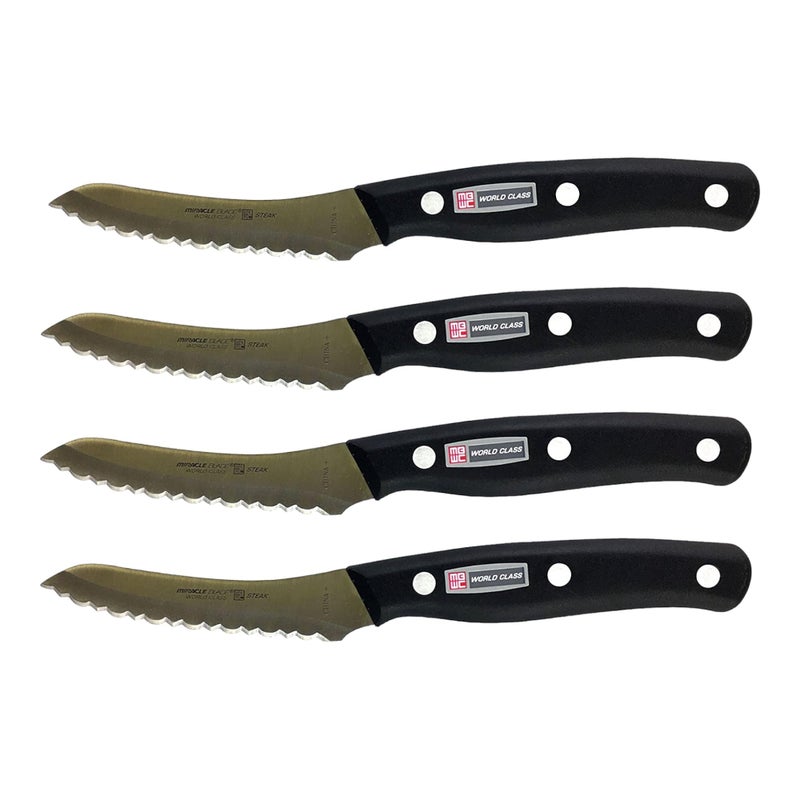 Miracle Blade IV World Class Professional Series Set of Four (4) Serrated Steak Knives - Image 1